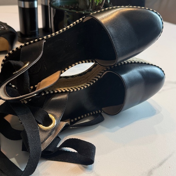 Tory Burch Black and Tan Espadrille Wedges - Picture 10 of 14